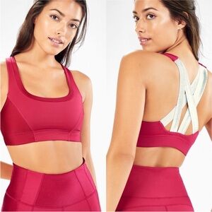 Fabletics Paige Metallic Strap Low Impact Scoop Sports Bra